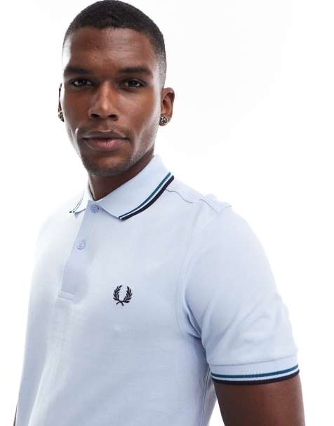 Fred Perry - Polo azzurra con doppia riga a contrasto - view 1
