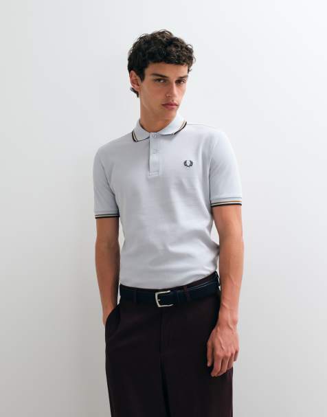 Fred Perry - Polo azzurra con doppia riga color cuoio e verde - view 1