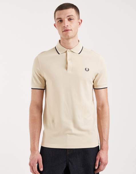 Fred Perry - Polo beige chiaro con doppia riga a contrasto e logo - view 1