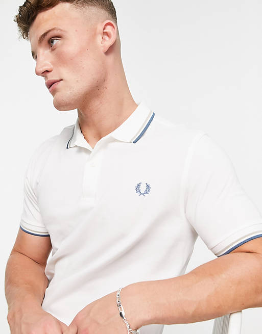 Asos Uomo Abbigliamento Top e t-shirt T-shirt Polo Polo bianca con doppia riga a contrasto 