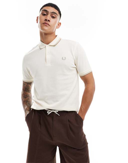 Fred Perry - Polo bianco sporco con doppia riga a contrasto su maniche e colletto