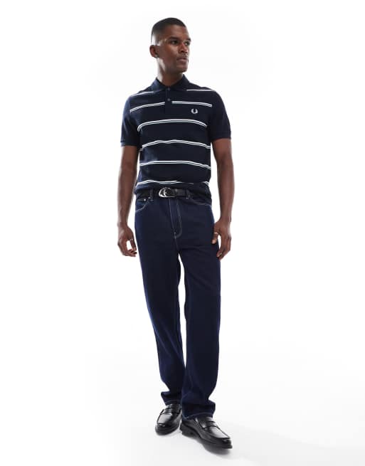 Fred Perry - Polo blu navy a righe, 2 di 4