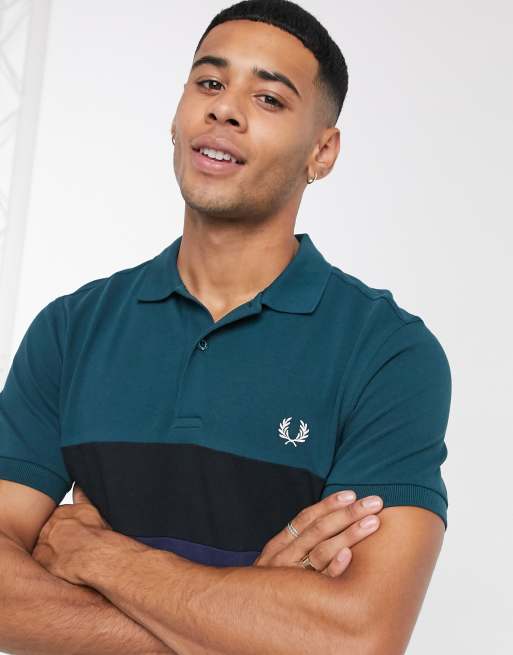 Fred Perry - Polo color block - Sarcelle/blanc, 3 de 4