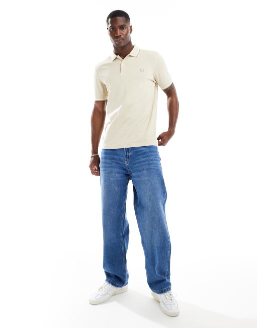 Fred Perry Polo color crema con bordi a contrasto ASOS