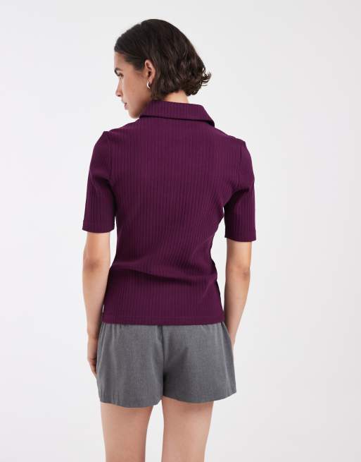 Fred Perry - Polo color prugna a coste larghe, 4 di 4