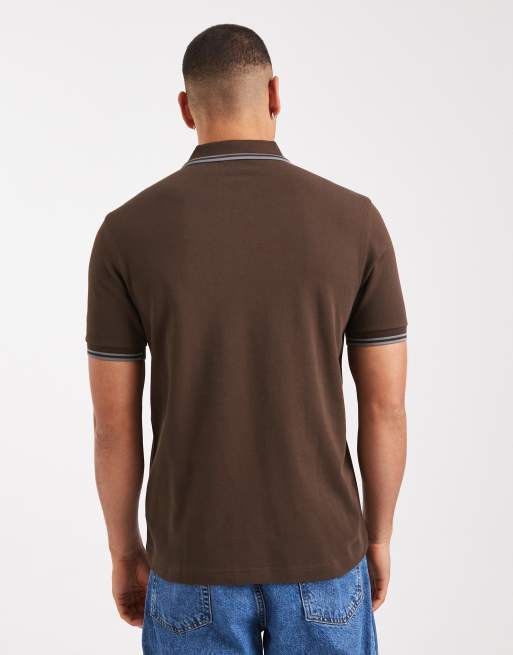 Fred Perry - Polo con bordino doppio a contrasto marrone e blu, 3 di 5