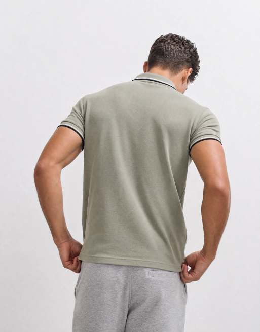Fred Perry - Polo con doble ribete en verde claro con ribete negro y blanco, 8 de 10
