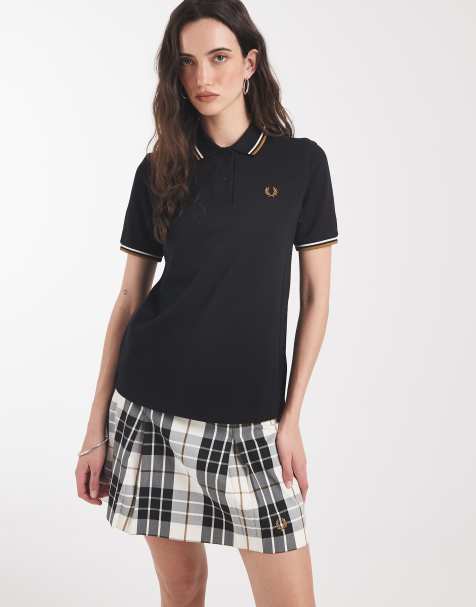 Fred Perry polo con doppio profilo in nero con profili color caramello - view 1