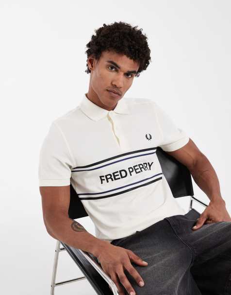Fred Perry - Polo écru con grafica del logo e scritta - view 1