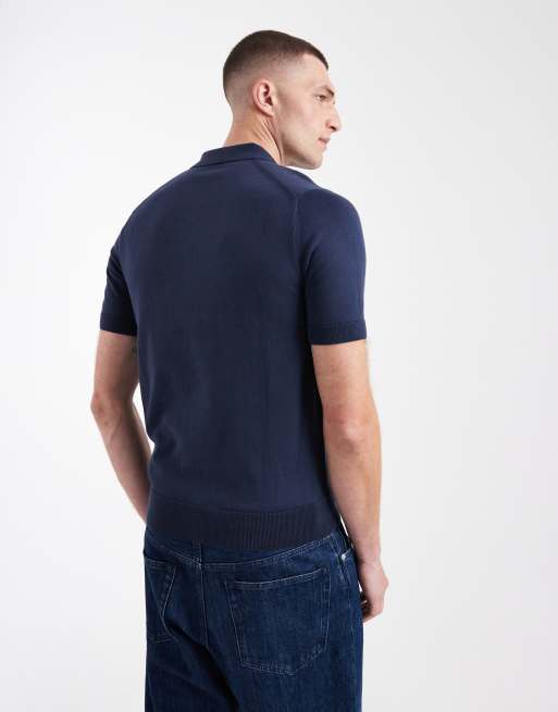 Fred Perry - Polo en maille à manches courtes et logo - Bleu foncé, 3 de 5