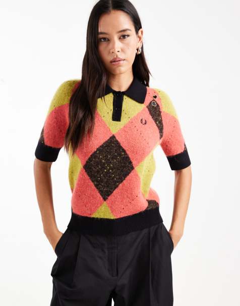 Fred Perry - Polo in maglia a losanghe multicolore - view 1