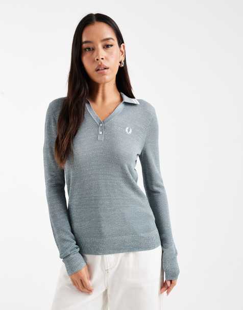 Fred Perry - Polo in maglia a maniche lunghe blu - view 1