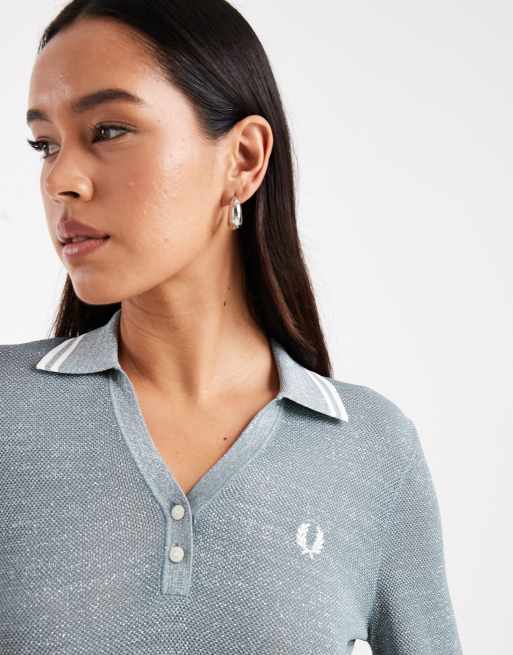 Fred Perry - Polo in maglia a maniche lunghe blu, 3 di 4