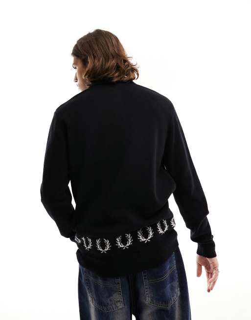 Fred Perry - Polo in maglia nera a maniche lunghe , 2 di 4