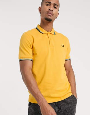 fred perry polo zwart geel