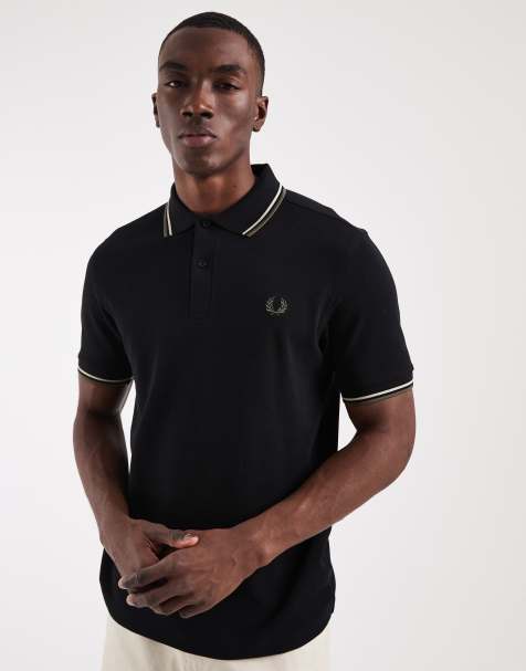 Fred Perry - Polo met dubbel gekleurd randje in zwart met beige - view 1