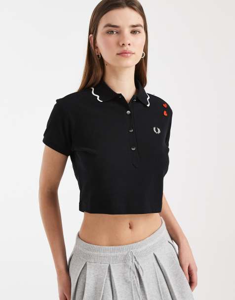 Fred Perry - Polo nera con logo e finiture smerlate - view 1