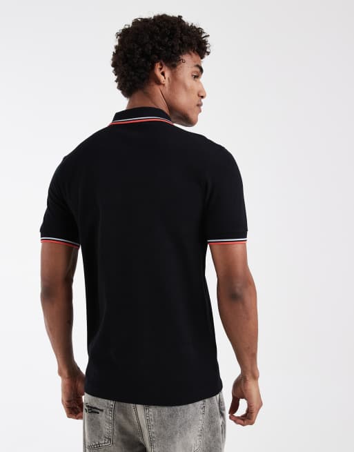 Fred Perry - Polo nera con righe a contrasto bianche e rosse, 3 di 5