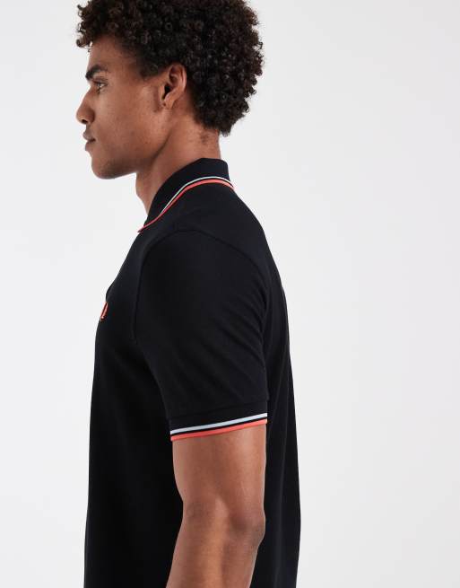 Fred Perry - Polo nera con righe a contrasto bianche e rosse, 4 di 5