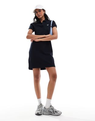 Fred Perry polo shirt dress in navy