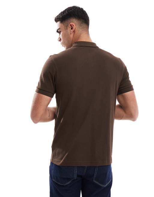 【大人カジュアル】FRED PERRY Gold Logo Brown Polo Shirt Fred Perry Textured Knitted Polo Shirt | Liberty