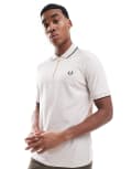 [Fred Perry] Fred Perry polo shirt in off white crepe pique with zip-Neutral XS Beige