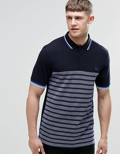 Fred Perry Polo Shirt With Half Stripe Slim Fit | ASOS