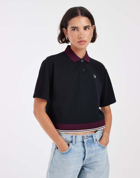 Fred Perry polo shirt z kontrastowym dołem w kolorze granatowym - view 1