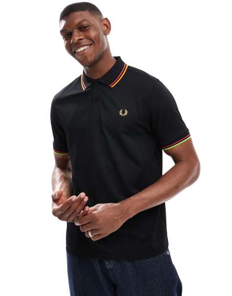 Fred Perry - Polo stile tennis tecnica a maniche corte nera con doppie righe a contrasto sui bordi - view 1