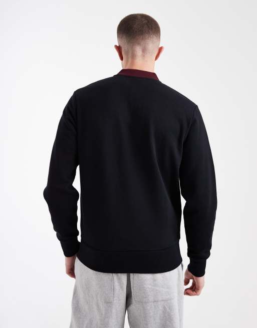 Fred Perry - Polo sweatshirt met paneel met geborduurd logo in zwart, 3 van 5
