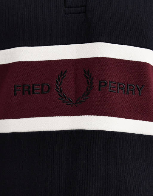 Fred Perry - Polo sweatshirt met paneel met geborduurd logo in zwart, 5 van 5