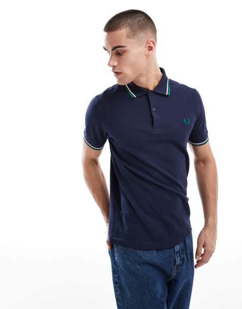 Fred Perry – Polohemd in Marineblau mit doppelten Zierstreifen - view 1