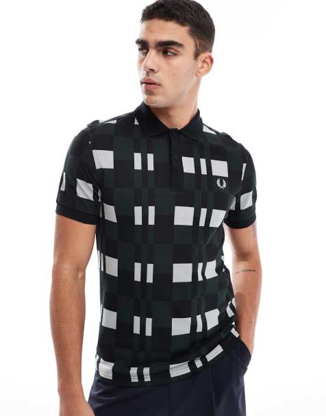 Fred Perry – Polohemd in Schwarz und Grau mit All-over-Karoprint - view 1