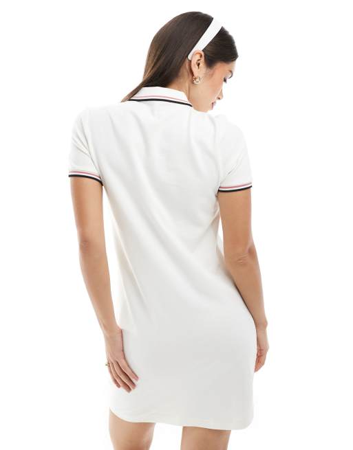 Fred Perry – Polokleid in Hellrosa mit doppeltem Zierstreifen, 4 von 4