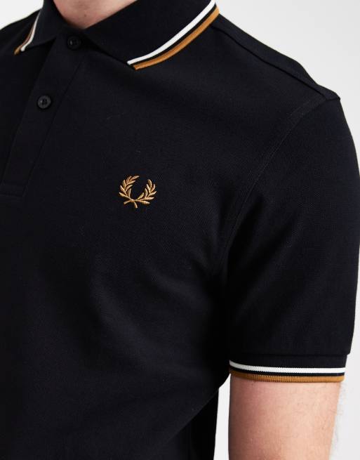 Fred Perry - Poloshirt met dubbel gekleurd randje en logo in zwart, 5 van 5