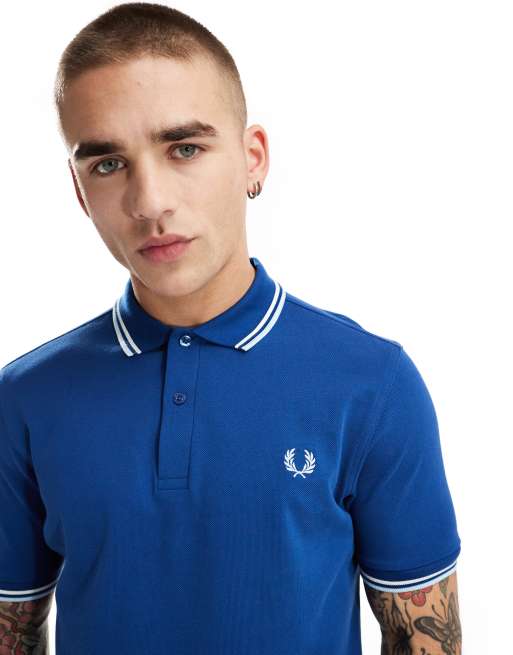 Fred Perry - Poloshirt met dubbel gekleurd randje in koningsblauw
