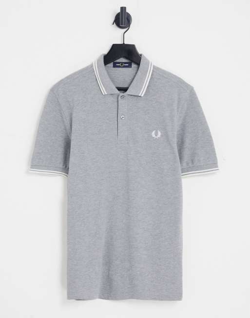 Fred Perry - Poloshirt met dubbel gekleurd streepje in grijs