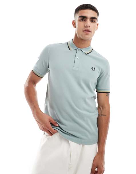 Fred Perry - Poloshirt met dubbel gekleurd streepje in leiblauw - view 1