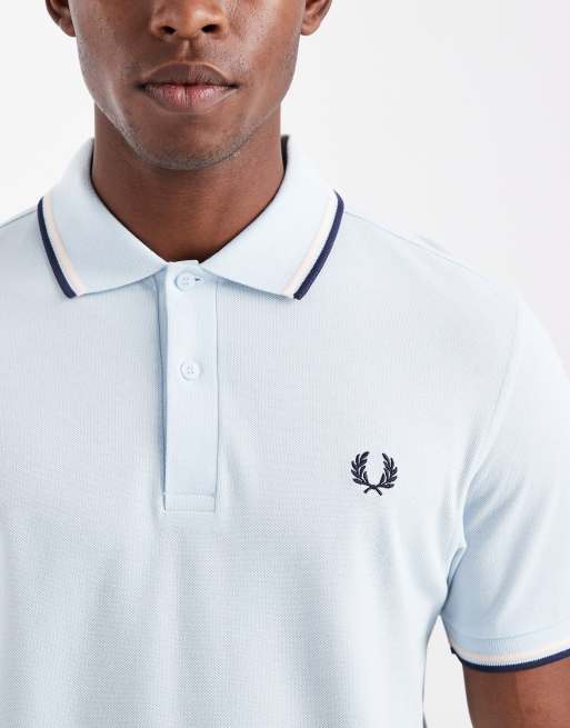 Fred Perry - Poloshirt met dubbel streepje in lichtblauw, 5 van 5