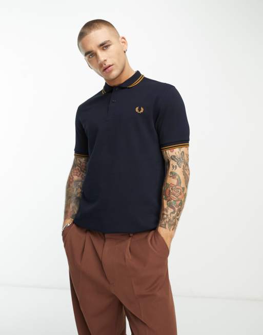 Fred Perry - Poloshirt met dubbel streepje in marineblauw