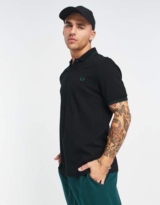 Fred Perry - Poloshirt met dubbel streepje in zwart