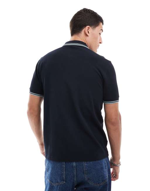 Fred Perry Poloshirt met dubbel streepje in zwart ASOS