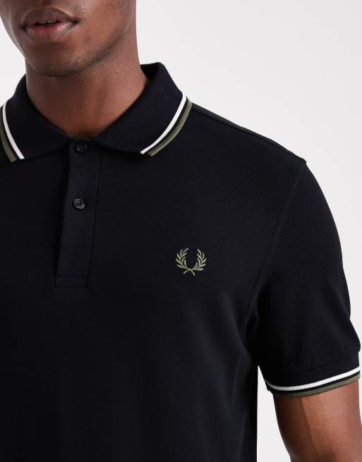 Fred Perry - Poloshirt met dubbel streepje in zwart, 5 van 5