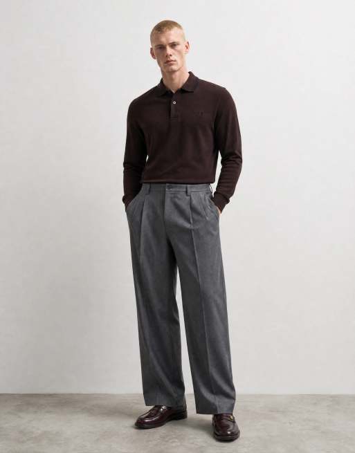 Fred Perry poloshirt met dubbele bies in donkerbruin met zwarte bies, 8 van 10