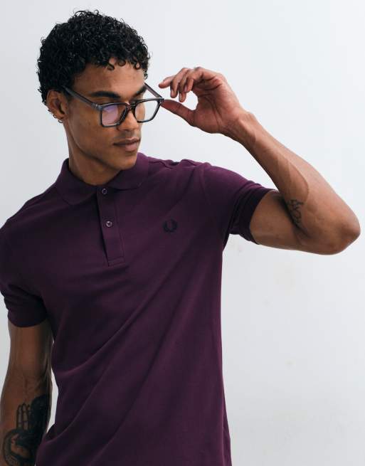 Fred Perry poloshirt met korte mouwen in pruimkleur, 5 van 5