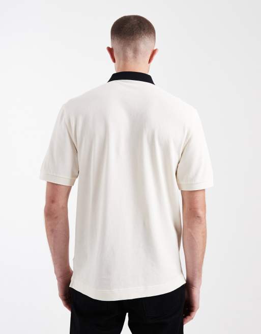 Fred Perry - Poloshirt met paneel met geborduurd logo in ecru, 3 van 5