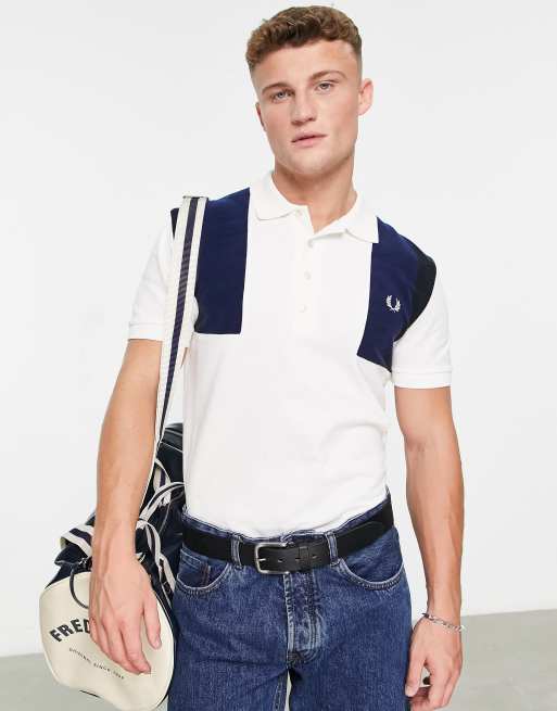Fred Perry - Poloshirt van badstof met panden in wit