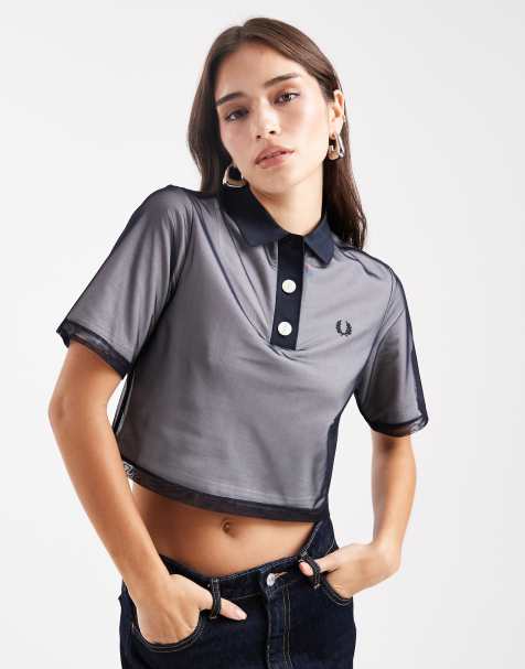 Fred Perry - Poloshirt van mesh in marineblauw - view 1