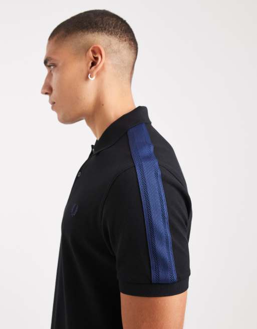 Fred Perry Poloshirt van mesh met bies in zwart ASOS