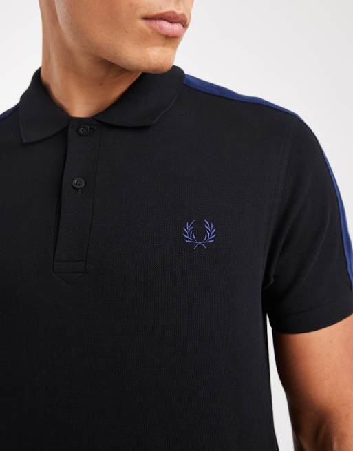 Fred Perry Poloshirt van mesh met bies in zwart ASOS
